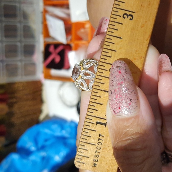 Genuine solid 14k yellow gold over sterling silver cocktail CZ Dome ring 5.25 - Picture 3 of 5